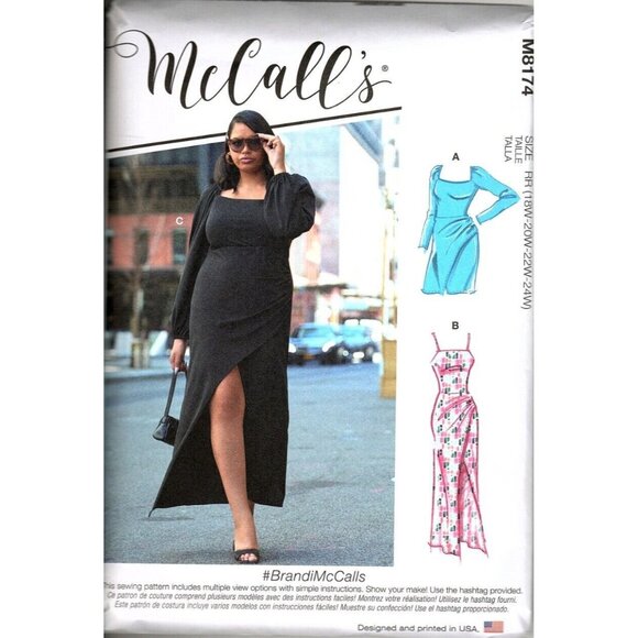 McCall's M8174 Womens 18W to 24W Bodycon Knit Dress Uncut Sewing Pattern - Picture 1 of 2